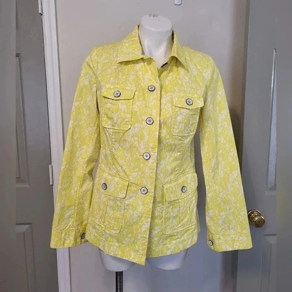 CABI Field of Daisies Yellow Floral Button Down Field Jacket Blazer(S) - Picture 2 of 9